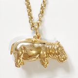 Hippo necklace Gold plated with medium chain (46cm) £45.00 Gold plated with long chain (70cm) £55.00 