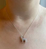 Llama necklace in sterling silver on medium chain (46cm)