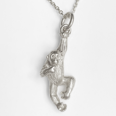 Silver 2025 monkey pendant